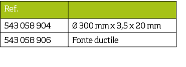 Ref ,,543 058 904,  300 mm x 3,5 x 20 mm,543 058 906,Fonte ductile